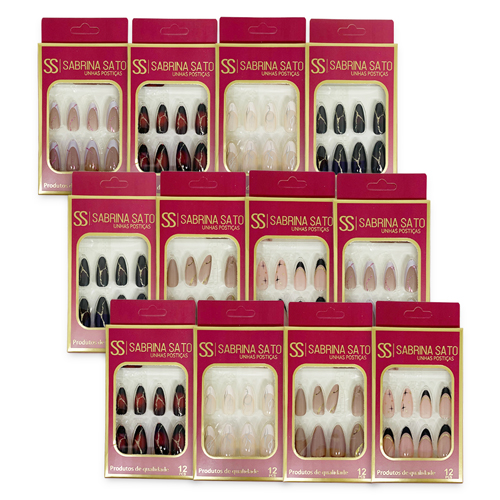 Unhas Postiças Autocolantes Sabrina Sato SS-3176 - Pcte c/ 12 unid