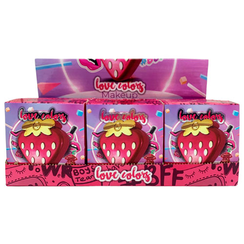 Kit de Maquiagem Teen Morango Love Colors Hello Beauty HB-646 - Box c/ 12 unid