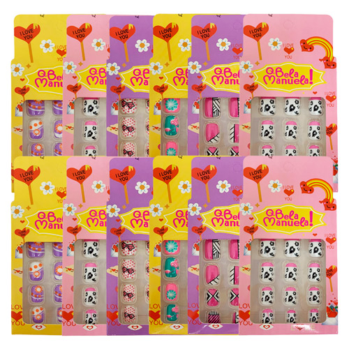 Unhas Postiças Autocolantes Infantil Qbela Manuela! QBM743 - Pcte c/ 12 unid