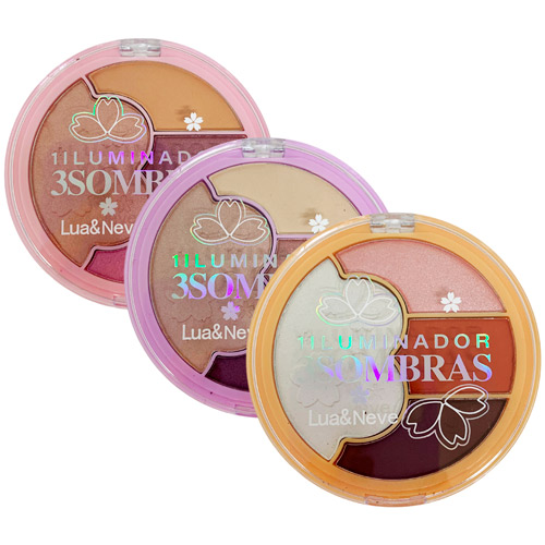 Paleta de 3 Sombras e 1 Iluminador Lua & Neve LN02479 - Kit c/ 03 unid