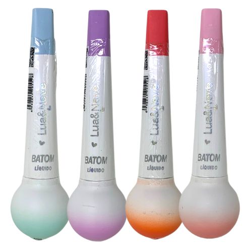 Batom Líquido Muito Brilho aos Lábios Lua & Neve LN02442 - Kit c/ 04 unid