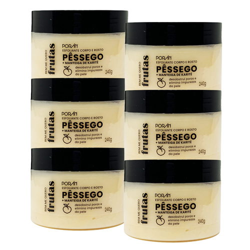 Poran - Esfoliante Corpo e Rosto Pêssego Porán PR230 - Kit c/ 06 unid