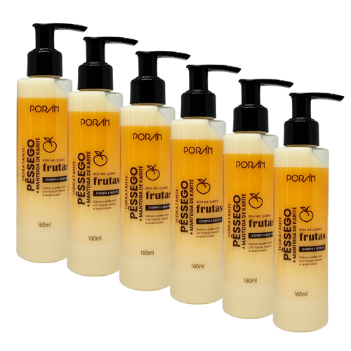 Poran - Hidratante Corpo e Rosto Pêssego Porán PR232 - Kit c/ 06 unid