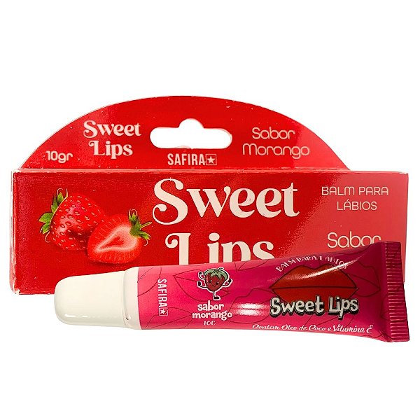 Hidratante Labial Balm Sweet Lips Morango Safira