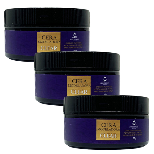 Pomada Cera Modeladora Clear Stylos Man STYC2 - Kit c/ 03 unid