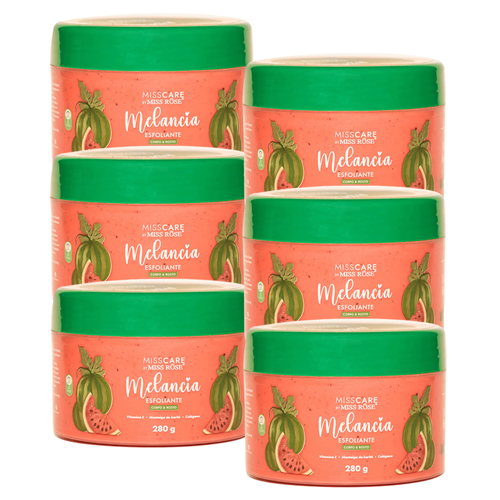 Esfoliante Corpo e Rosto Melância Miss Care Miss Rôse MR083/B - Kit c/ 06 unid