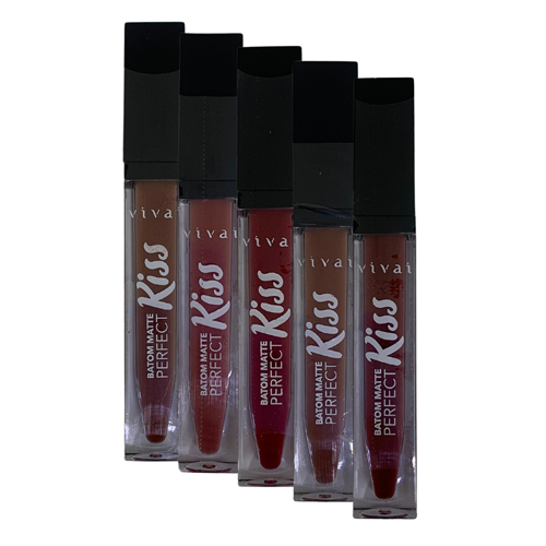 Batom Líquido Matte Perfect Kiss Vívai 3254.1.1 - Kit c/ 06 unid