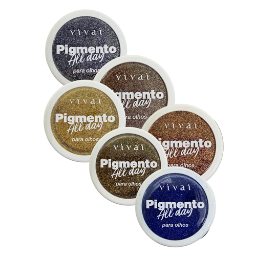 Sombra Pigmento para Olhos All Day Vívai 1058.1.1 - Kit c/ 06 unid