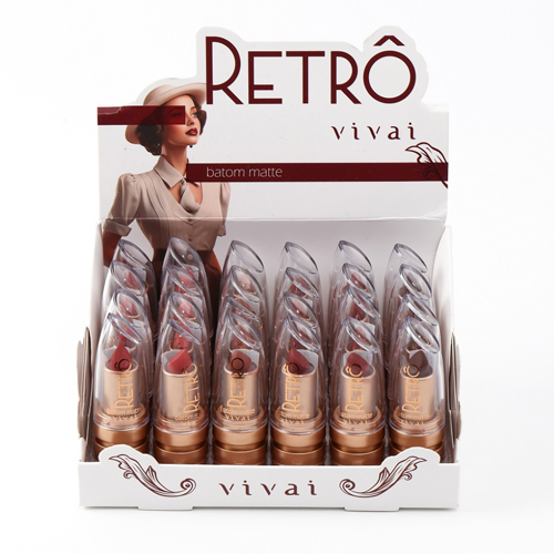 Batom Bastão Matte Retrô Vívai 3242.1.1 - Box c/ 24 unid
