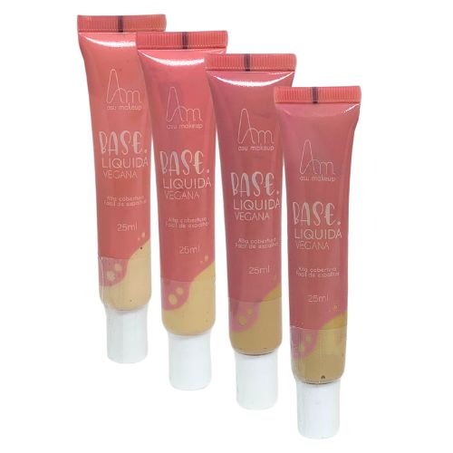 Base Líquida Vegana Asu Makeup ASU038 - Kit c/ 04 unid