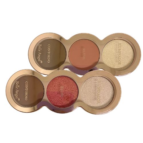 Paleta de Iluminador, Blush e Contorno Belle Angel B133 - Kit c/ 02 unid