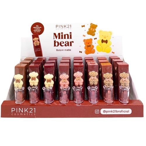 Batom Bastão Matte Mini Bear Pink 21 CS4521 - Box c/ 24 unid