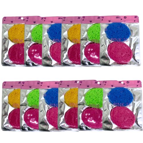 Kit com 02 Esponjas para Limpeza Facial Pink 21 HB87322 - Pcte c/ 12 unid