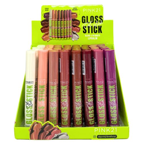 Gloss Lábial Oil Click Stick Pink 21 CS5270 - Box c/ 48 unid