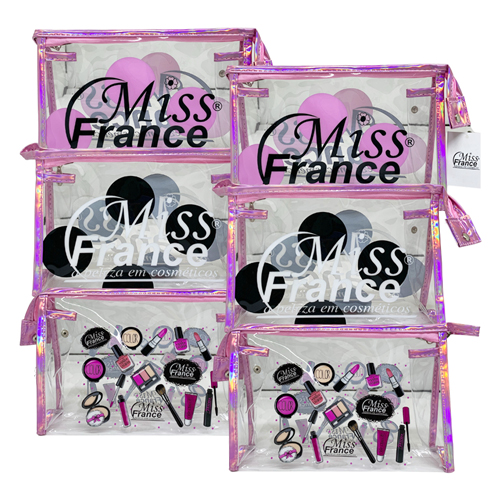 Necessaire Transparente Estampada Miss France MF-3671 - Kit c/ 06 unid
