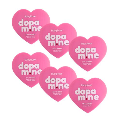 Blush Compacto Dopamine Shy Cheeks Ruby Rose HB-F1002 - Kit c/ 06 unid