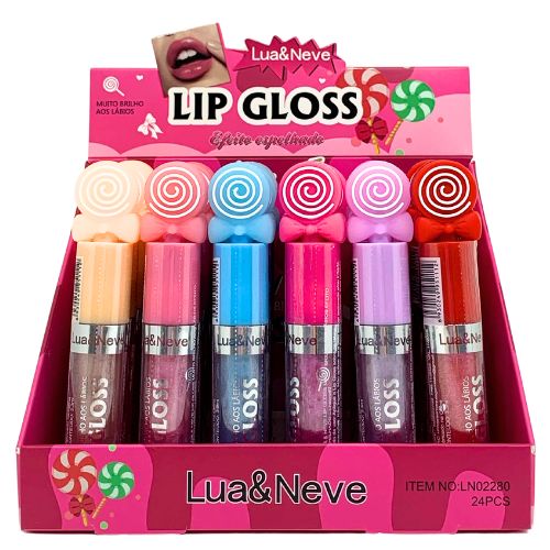Lip Gloss Efeito Espelhado Lua & Neve LN02280 - Box c/ 24 unid