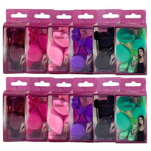 Kit Mini Esponja de maquiagem e Pincel de Sombra Descartável Sabrina Sato SP2025 - Pcte c/ 12 unid