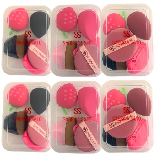 Kit com 04 Esponja para Maquiagem e 01 Pincel Sabrina Sato SP2041 - Pcte c/ 06 unid