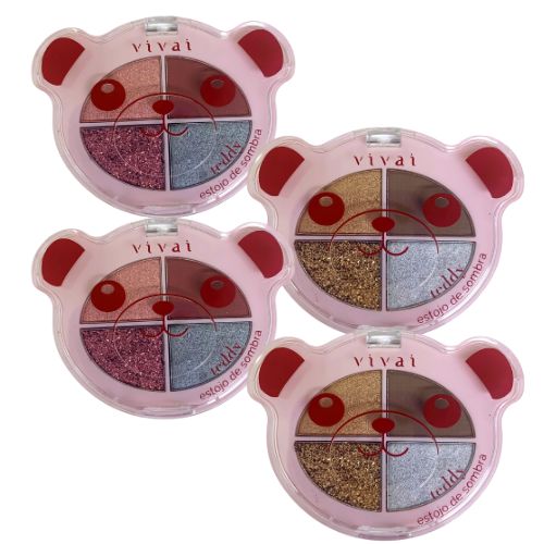 Paleta de Sombra Teddy Vívai 4106.1.1 - Kit c/ 04 unid
