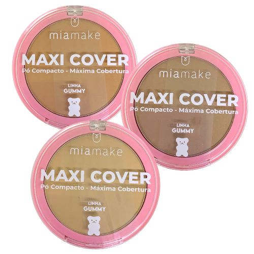 Pó compacto Maxi Cover Mia Make 441 - Kit c/ 03 unid