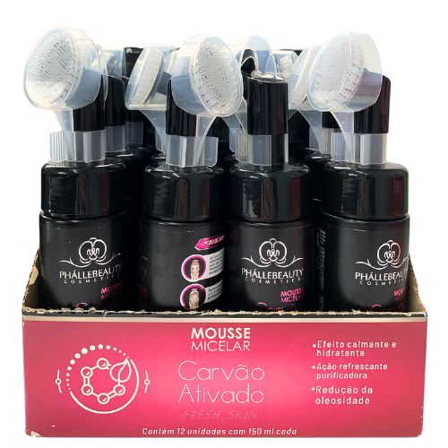 Mousse Micelar Carvão Ativado Phállebeauty PH0723 - Box c/ 12 unid