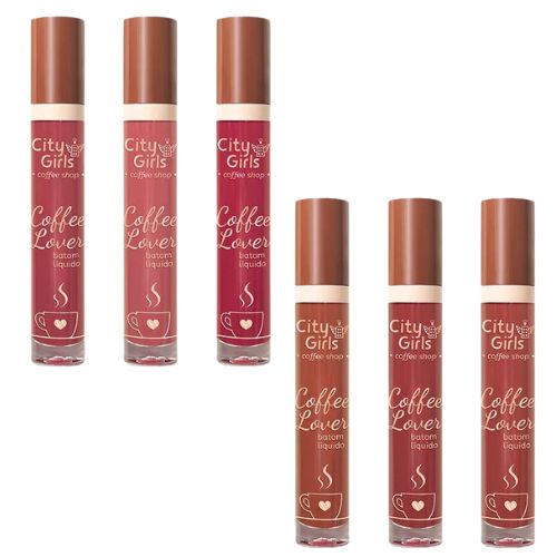 Batom Líquido Coffee Lover City Girls CG318 - Kit c/ 06 unid