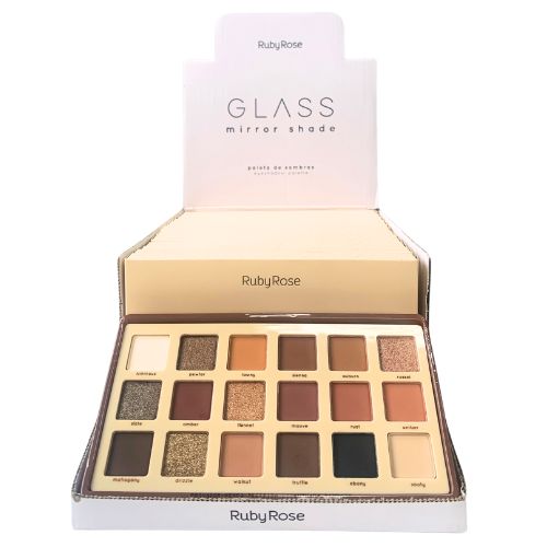 Paleta de Sombra Mirror Shade Glass Ruby Rose HB-F2603 - Box c/ 12 unid