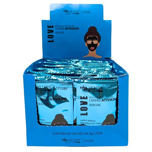 Máscara Facial Peel Off Carvão Ativado Max Love - Box c/ 60 unid
