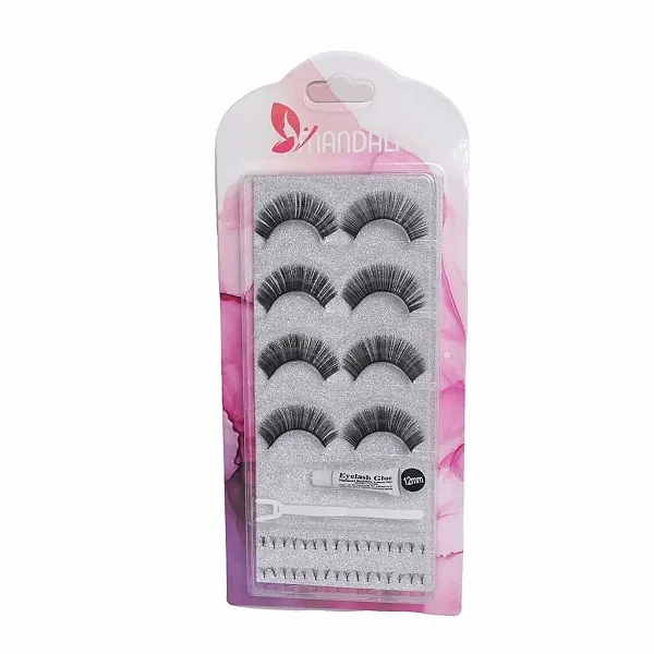 Kit Cílios Postiços com Cola Mandala MC009