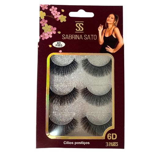 Cílios Postiços 6D F003 com 03 pares Sabrina Sato SP3028