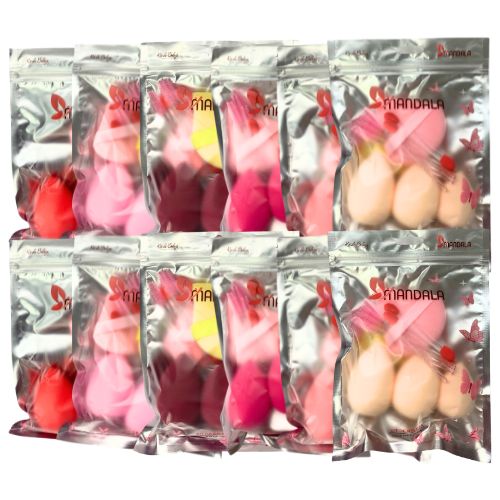 Kit de Esponjas para Maquiagem Mandala ME006 - Pcte c/ 12 unid