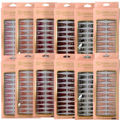 Unhas Postiças Autocolantes Sabrina Sato SS-3166 - Pcte c/ 12 unid