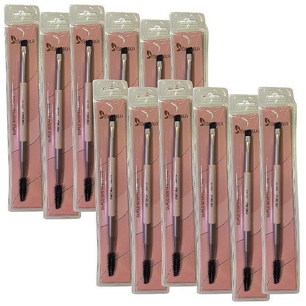 Pincel Duplo Sobrancelha Mandala MM1106 - Pcte c/ 12 unid