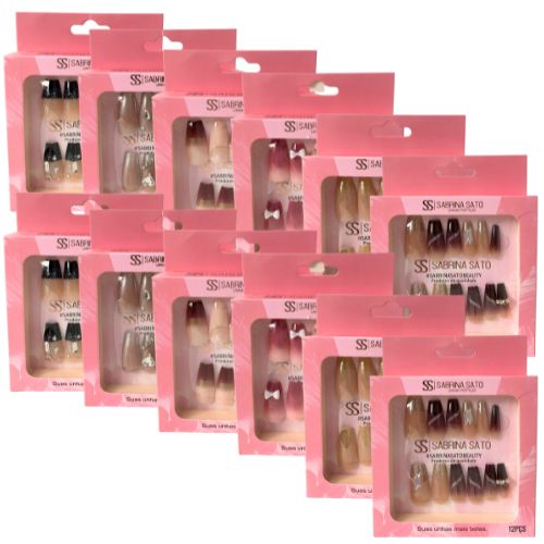 Unhas Postiças Autocolantes Sabrina Sato SP1022 - Pcte c/ 12 unid