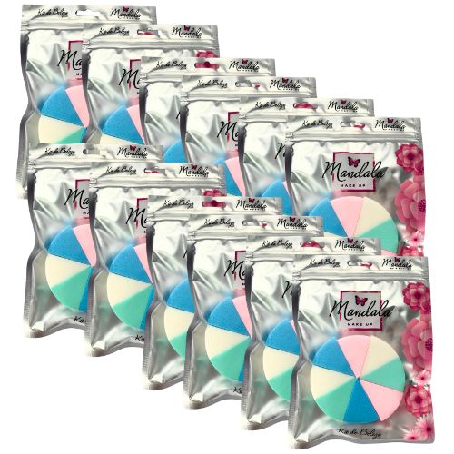 Kit com 08 Esponjas para Maquiagem Mandala ME015 - Pcte c/ 12 unid