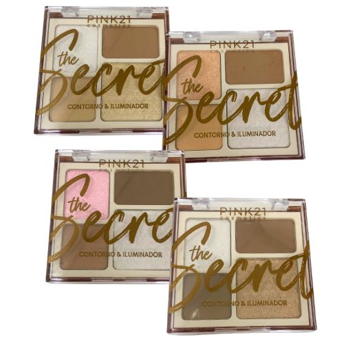 Paleta de Iluminador e Contorno The Secret Pink 21 CS4321 - Kit c/ 04 unid