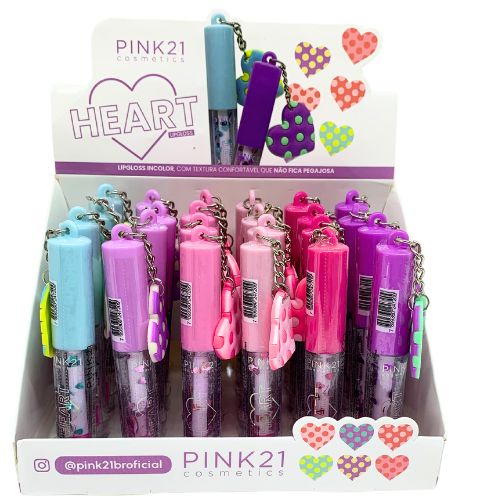 Lip Gloss Heart Pink 21 CS4499 - Box c/ 24 unid