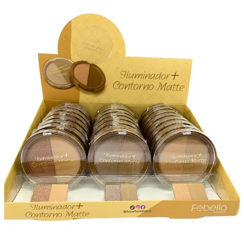 Iluminador + Contorno Matte Febella Mu5012 - Box C/ 24 Unid