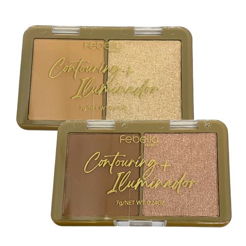 Contorno + Iluminador Duo Palette Febella CP5115 - Kit c/ 02 unid