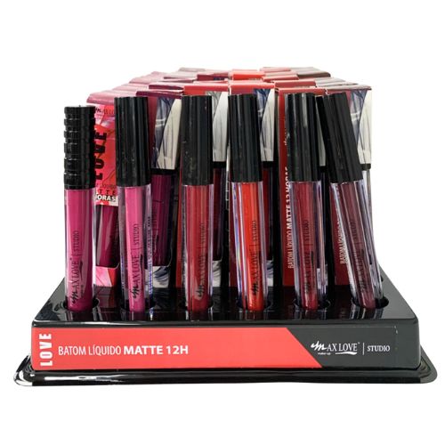 Batom Líquido Matte 12 Horas Cor 83 ao 108 Max Love - Box c/ 48 unid
