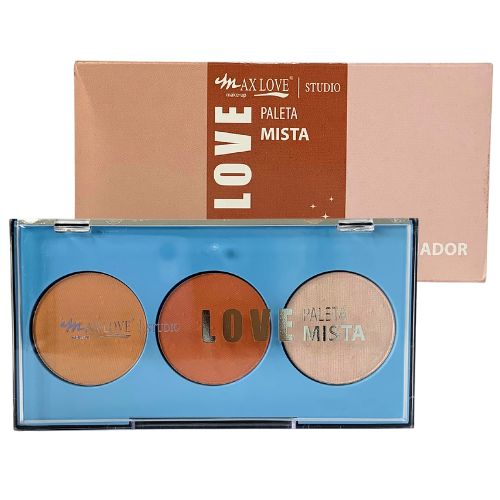 Paleta de Contorno, Blush e Iluminador Max Love Bx03