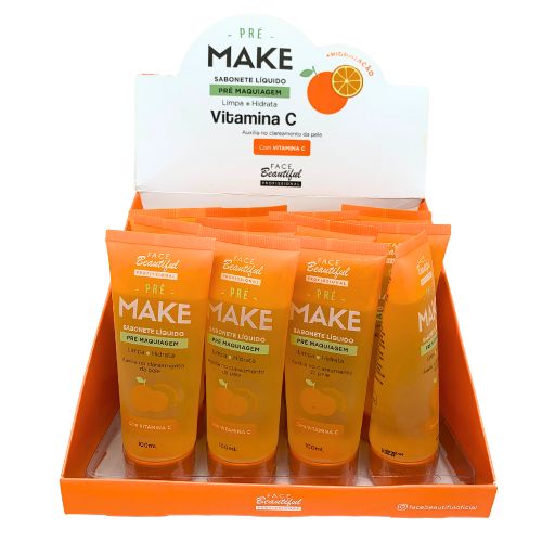 Sabonete Líquido Pré Maquiagem Vitamina C Face Beautiful FB304 - Box c/ 12 unid