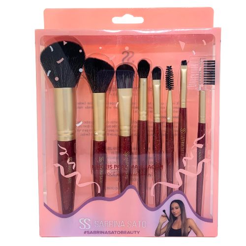 Kit com 08 Pincéis para Maquiagem Sabrina Sato SP122