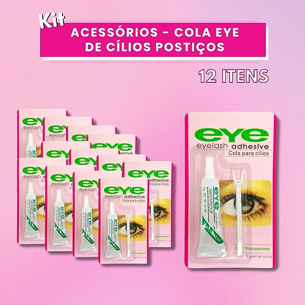 Kit 12 Cola Eye de Cílios Postiços Transparente/Branca Prova D'água