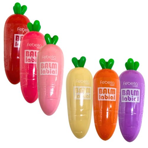 Balm Labial Sweet Cenoura Fofa Febella LB7018 - Kit c/ 06 unid