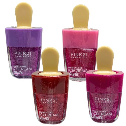 Lip Gloss Ice Cream Taste Pink 21 CS3566 - Kit c/ 04 unid