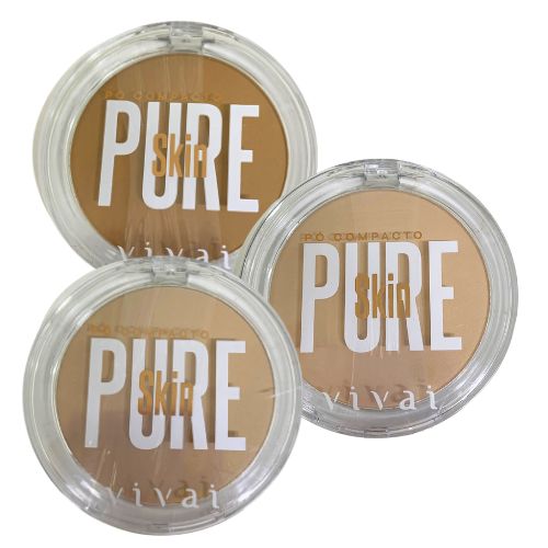 Pó Compacto Pure Skin Vivai 1211.1.1 - Kit c/ 03 unid
