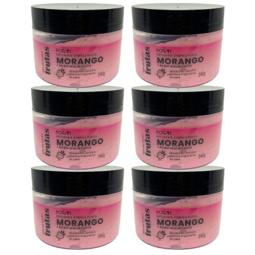 Poran - Esfoliante Corporal e Facial Morango Porán PR240 - Kit c/ 06 unid