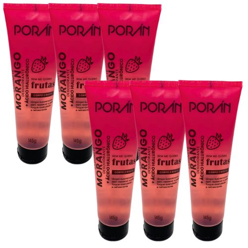 Poran - Sabonete Corporal e Facial Morango Porán PR244 - Kit c/ 06 unid